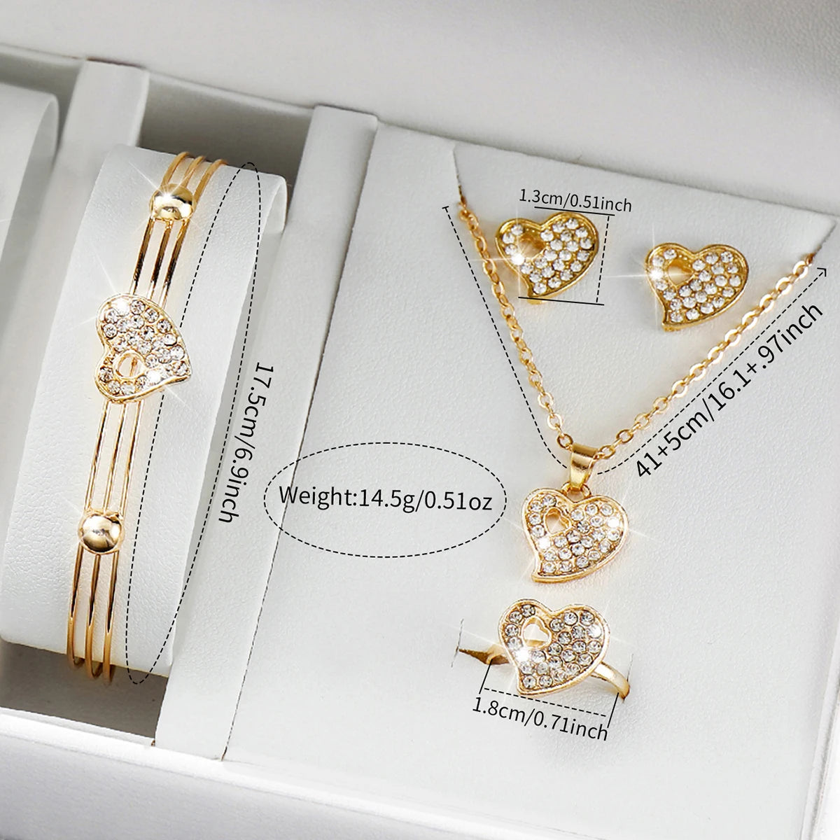 3/6PCS Fashion Heart Women's Watch Plastic Band Analog Golden Quartz Watches Butterfly Jewelry Set(Without Box)