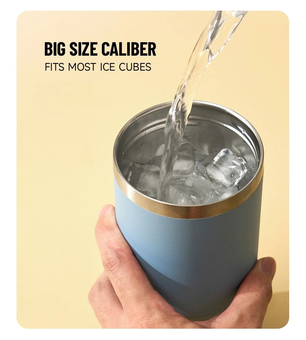 Tyeso Large-Capacity Vacuum Flasks Handle Vacuum Cup Dual-Drink Coffee Mug Stainless Steel Ice Cup Car Bottle Hot Cold Retention