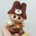 Doll Clothes For LABUBU Frog Set Jumpsuit Kawaii Fisherman Hat 2PCS/Pack Plush Cotton Doll Dress Up Game Decoration