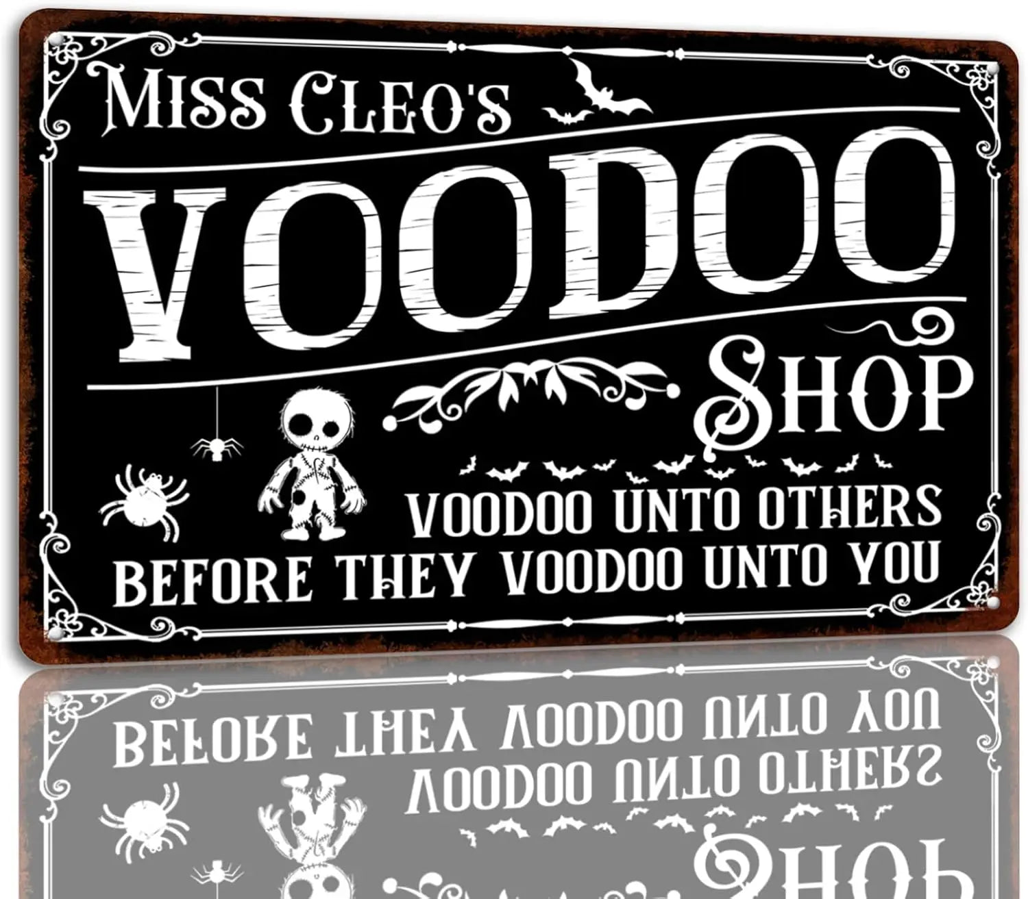 Voodoo Shop Tin Sign Halloween Metal Signs Autumn Witch Ghost Pumpkin Wall Decor Sign For Home Kitchen Cafe 8x12 Inch