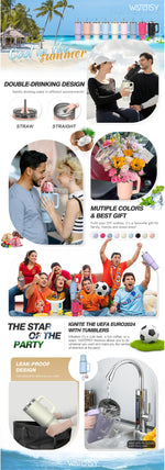 591ml Stainless Steel Insulated Cup 20oz Tumbler with Handle and Straw Keep Cold and Hot Thermal Mug Portable Car Travel Mug