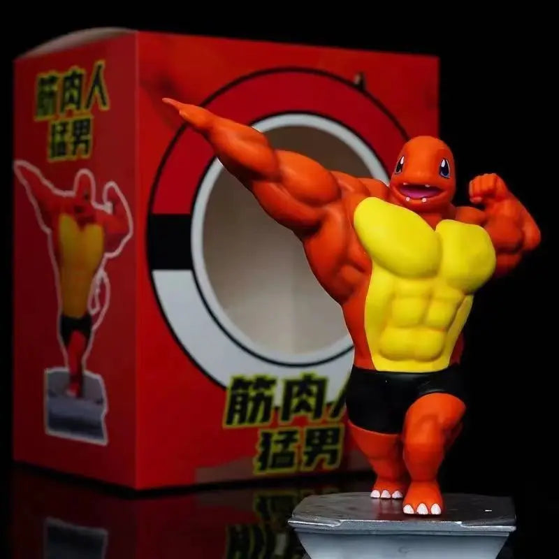 Pokemon Toys GYM Figurines Cartoon Fitness Muscle Man Action Figure Charmander Bulbasuar Squirtle Gengar Fit Model Anime Toys