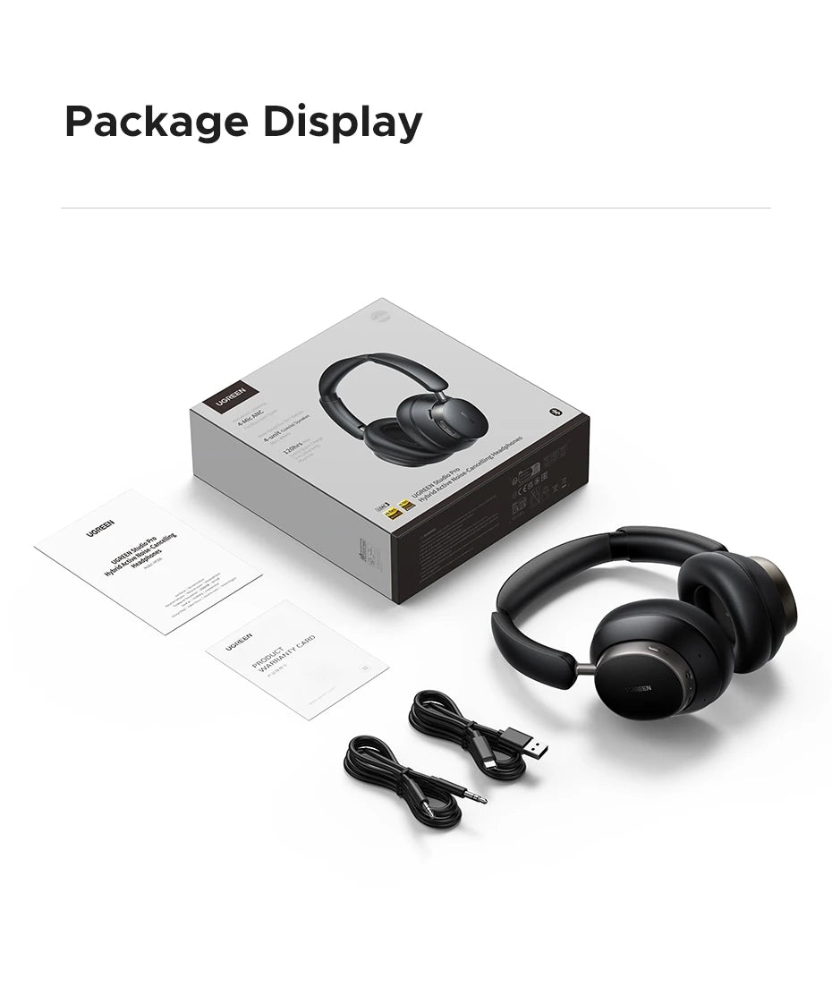 UGREEN Studio Pro 48dB ANC Wireless Headphones Over Ear Bluetooth Earphones Active Noise Cancellation Hi-Res LDAC 120h Playtime