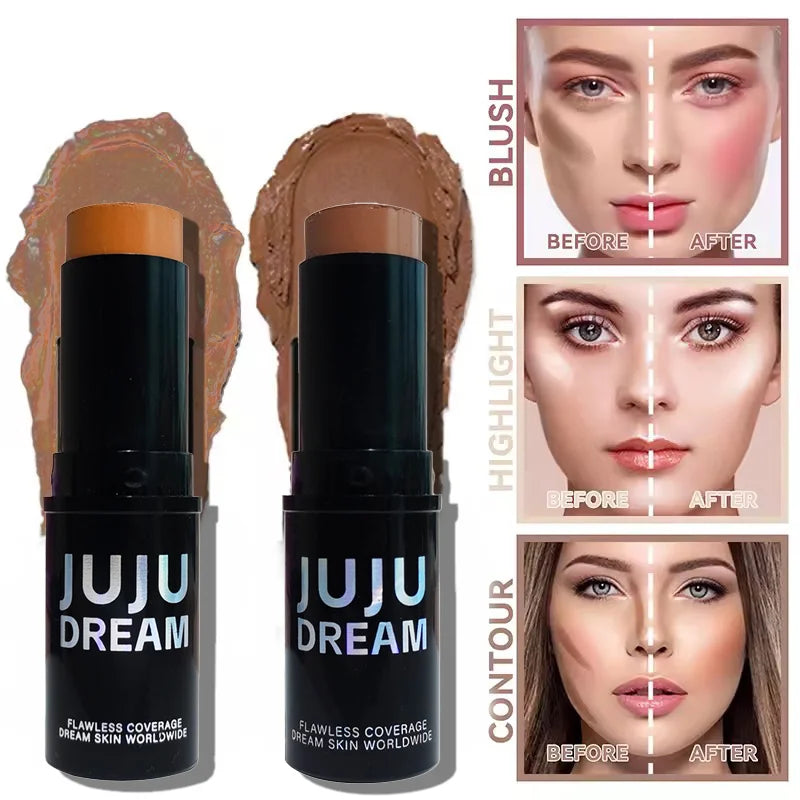 Dual-Tone Highlighter Contour Stick, Brightening & Shading, Waterproof, Long-Lasting,Unisex, Skin-Safe,for All Face Makeup Looks