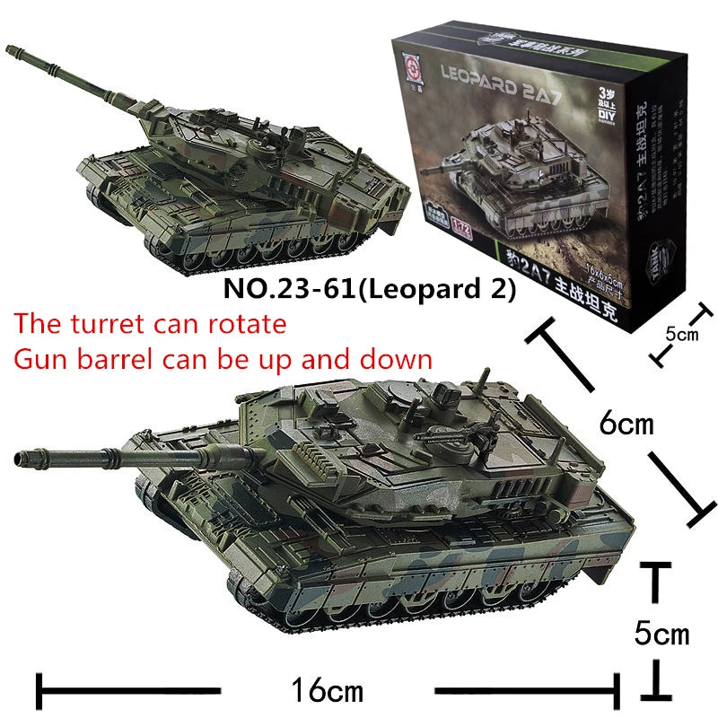 1/72 German Leopard 2 Main Battle Tank Model Creative Military Series Building Blocks Decor Assembled Toys For Boys Xmas Gifts