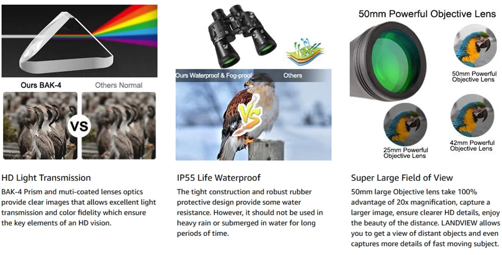 20x50 Military Binoculars for Adults with Smartphone Adapter With BAK4 Prism FMC Lens Telescope Tactical Binoculars for Hiking