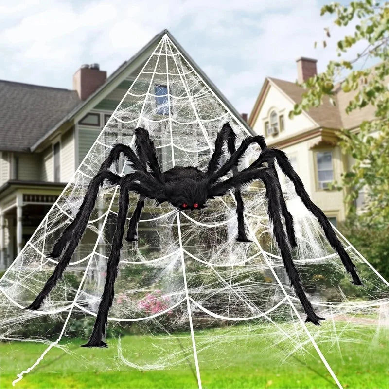 Halloween spider web simulation big black spider decoration bar scene layout props party decoration lawn scenery home decoration