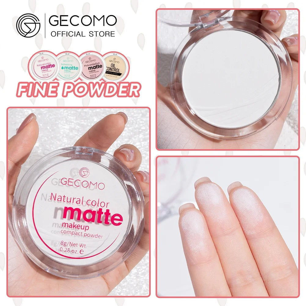 GECOMO Mattifying Compact Powder 12H Long Last Oil Control Silky Matt Makeup Setting Powder Translucent For All Skin Tones