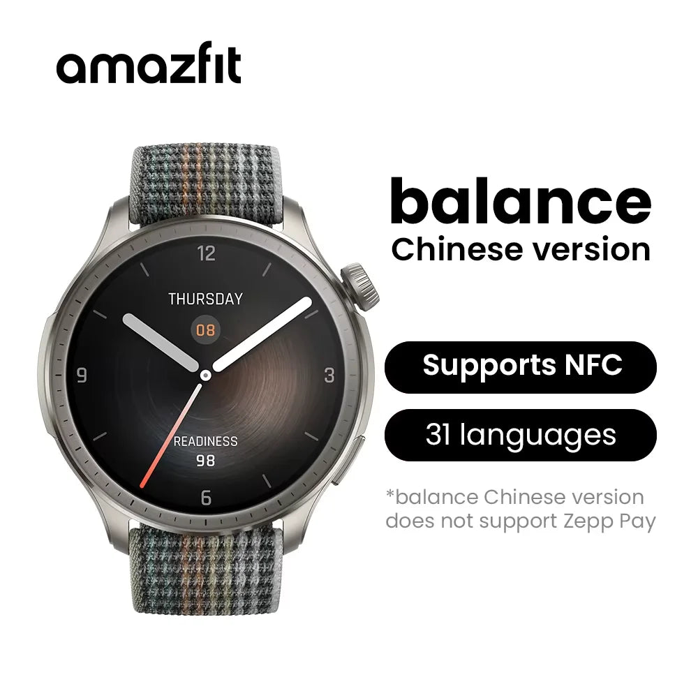 Amazfit Balance 46mm Smart Watch  Sleep Coach Dual-Band GPS 150+ Sports Modes Smart Watch  Readiness  For Android IOS Phone