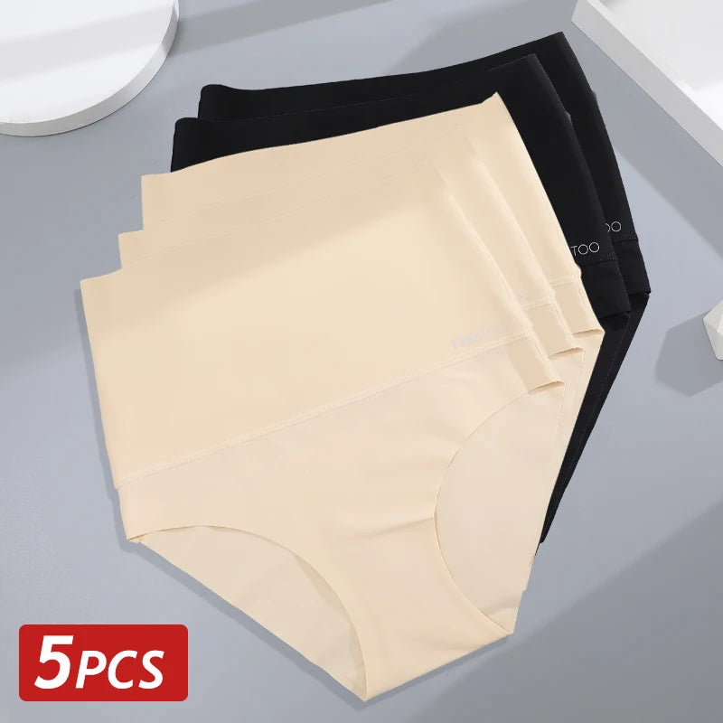 Set Seamless Ice Silk Shapewear Panties for Women, High Waist Slimming Briefs, Elastic Butt Lifter Underwear, Large Size
