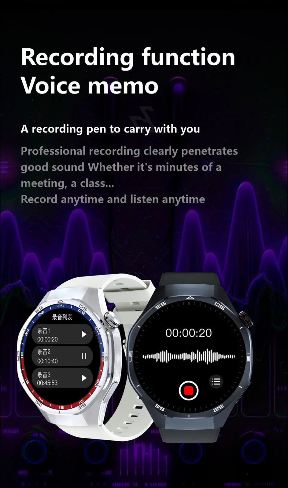 HT32 Smart Watch AMOLED Men Watch 5 Pro NFC Compass 1GB ROM Local Music Album E-Book Heart Rate Sport Smartwatch for Android IOS