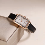 fashion rectangle dial quartz women leather watch