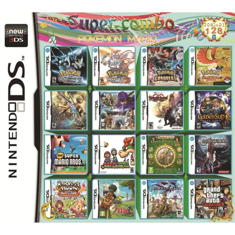 Game Combo Card for 3DS/NDS – 208 in 1, 510 in 1, 482 in 1, 23 in 1 Classic
