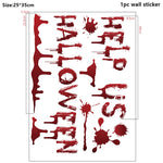Halloween Wall Doors Windows Stickers Blood Handprint Footprint Skull Pattern Halloween Party Scene Decor Supplies Horror Props