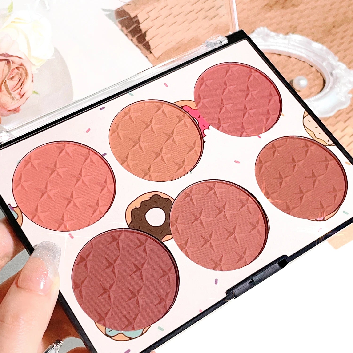 Six-color blush plate girl's heart waterproof matte pearl multi-color nude makeup natural grooming students