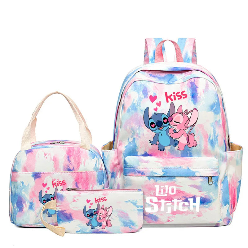 3Pcs/set Disney Lilo Stitch Backpack for Boy Girl Teenager Student Back To School Schoolbag Lunch Bag Women lovely Rucksack Gift