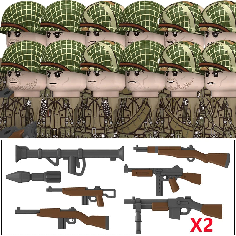 Military WW2 German Navy Armored Troops Building Blocks US 101st Britain Soviet Union Soldiers Infantry Weapons Bricks Toys Kids