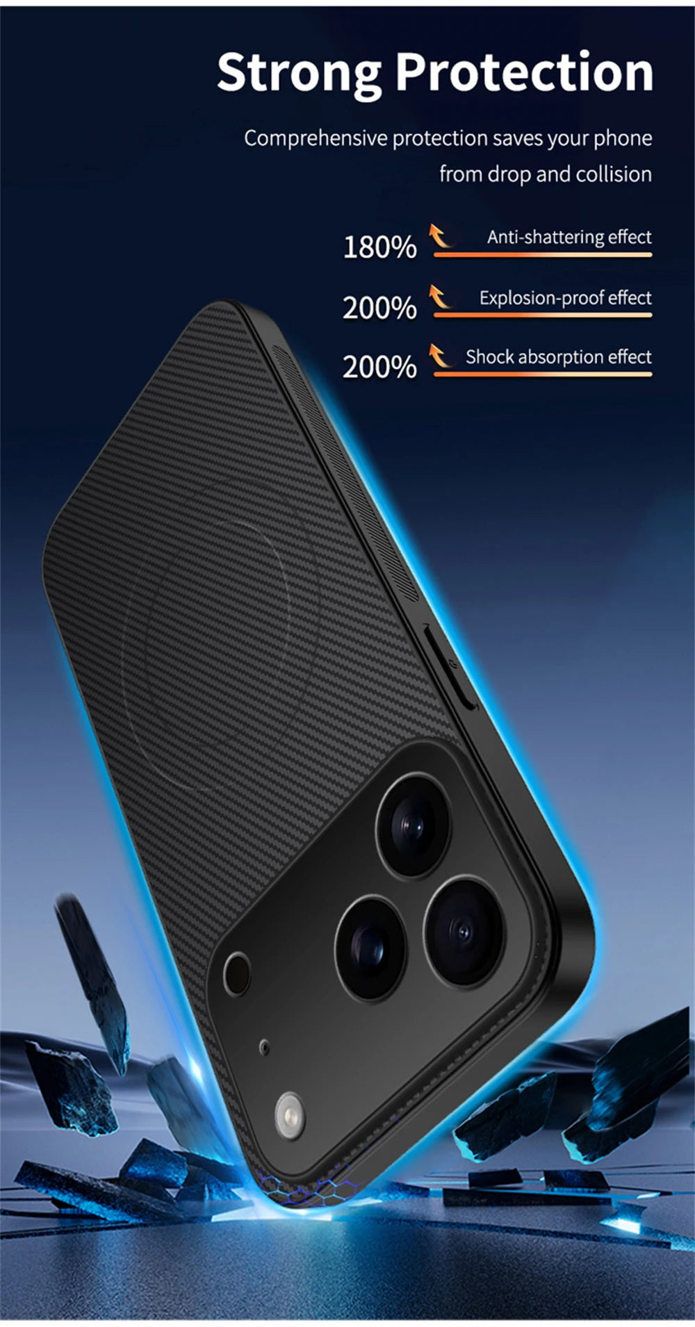 Ultra Thin Carbon Fbier Magnetic Leather Case for iPhone 17 Air 16E 16 15 14 13 Pro Max for Magsafe Shockproof Military Cover