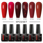 MEET ACROSS 6Pcs Gel Nail Polish Set Pink Red Green Macaron Color Manicure Kit For Nails UV Gel Nail Art Varnish Nail Supplies