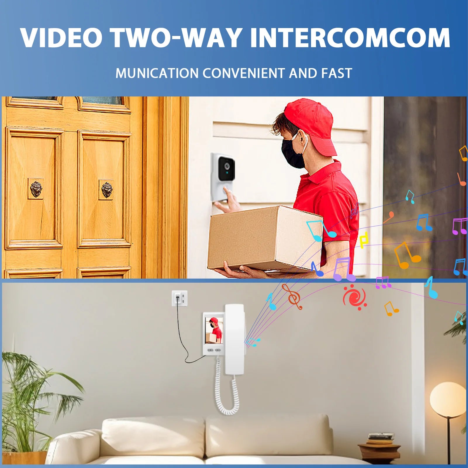 Video Door Phone System 3.5 Inch IPS Screen Wireless Doorbell with Camera Doorphone Telephone Style Wireless Doorbell Intercom