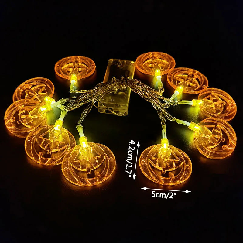 1.5M 10LED Halloween LED Light String Horror Eyeballs Pumpkin Spider Bat Skull Lamp Trick Or Treat Happy Halloween Party Decor