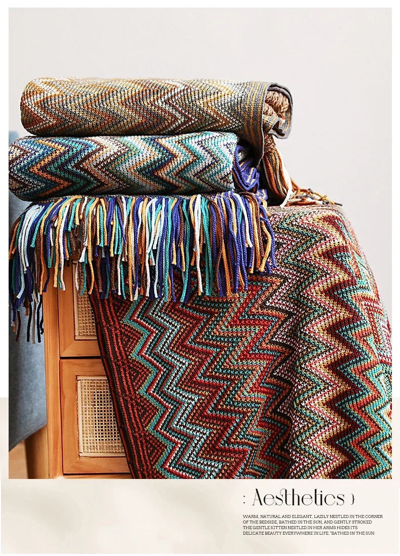 Boho Bed Plaid Blanket Geometry Aztec Baja Blankets Ethnic Sofa Cover Slipcover Decor Throw Wall Hanging Tapestry Rug Cobertor