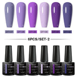 MEET ACROSS 6Pcs Gel Nail Polish Set Pink Red Green Macaron Color Manicure Kit For Nails UV Gel Nail Art Varnish Nail Supplies