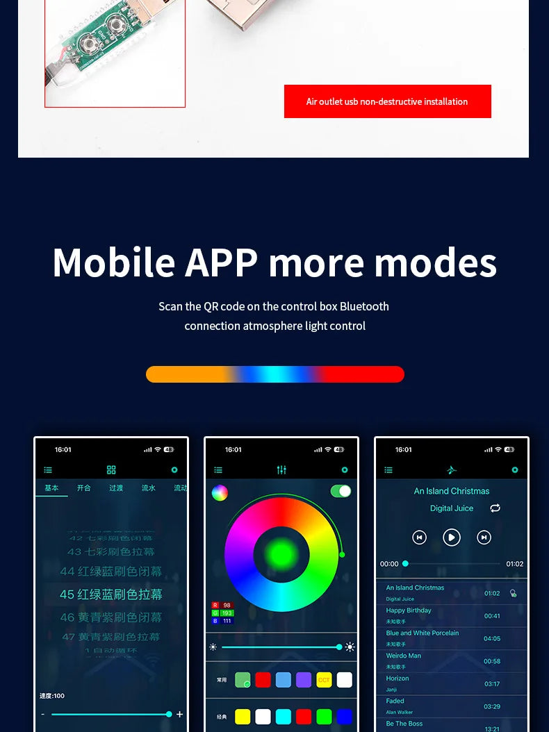 2 in 1 Smart RGB Pickup Lights LED 3D Ambient Lamp Sound Control Music Rhythm Lights Air Freshener for Car Gaming TV Creative