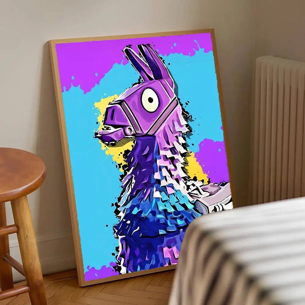 1pc F-Fortnites Game Poster Stickers Print Wall Art Canvas Painting Waterproof For Living Room Bedroom Home Decor