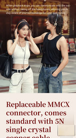 ROSESELSA Distant Mountain Retro Over Ear HiFi Headsets OOTD Vintage Metal Wired Headphones with MMCX 3.5mm Plug