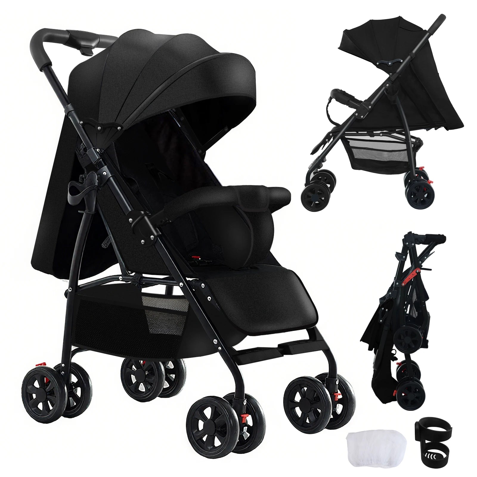 3 in 1 Baby Stroller Prams Lightweight Stroller Compact Foldable Stroller Newborn Stroller Travel System Pushchair Baby Buggy