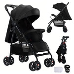 Ultimate 3-in-1 Lightweight Baby Stroller Travel System Convertible Pram & Carriage with PU Wheels for All-Terrain, Compact Fold