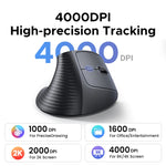 UGREEN Vertical Wireless Mouse 2.4G Ergonomic 4000DPI 6 Mute Buttons for MacBook Tablet Laptops Computer PC Mice Black Pink