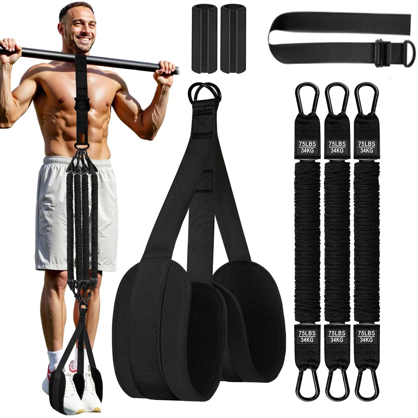 Premium Pull-Up Assistance Bands Set Resistance Strap Elastic Hanging Rope Pull Bar Fitness Home Men's Auxiliary Latex Workout Band