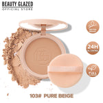 BEAUTY GLAZED Oil Control Matte Face Powder Long Lasting Flawless Setting Powder Face Makeup With Mirror