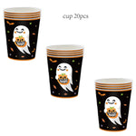 Halloween Disposable Party Tableware Set Pumpkin Witch Paper Plate Cup Napkins Tablecloth Kids Favor Happy Halloween Party Decor