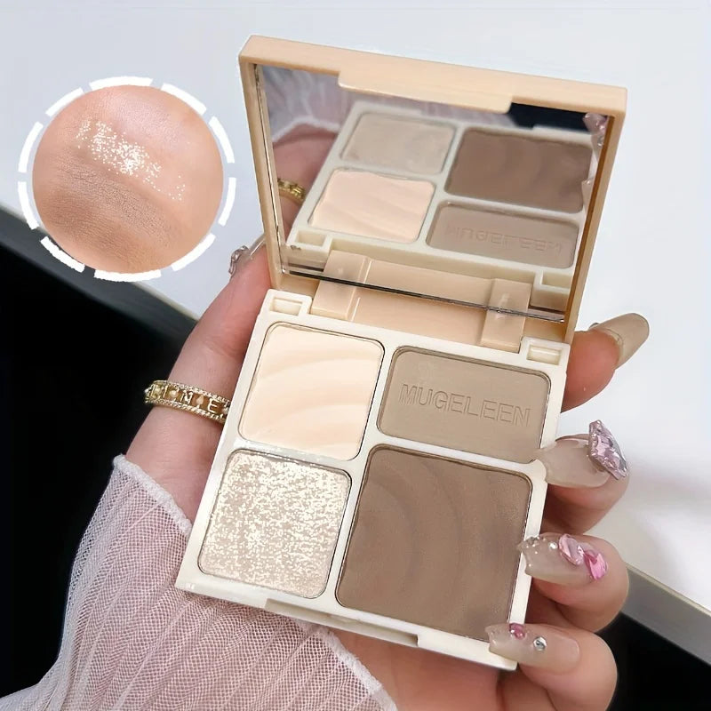 1pc Luxurious Matte Highlighter Bronzer Palette Smudge-Proof Contouring Coverage for Flawless Face Shading & Grooming
