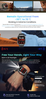Blackview W60 2024 New Smartwatch 2.01'' HD Display TFT Rugged Smart Watch for Outdoor With Emergency Lighting Bluetooth Calling