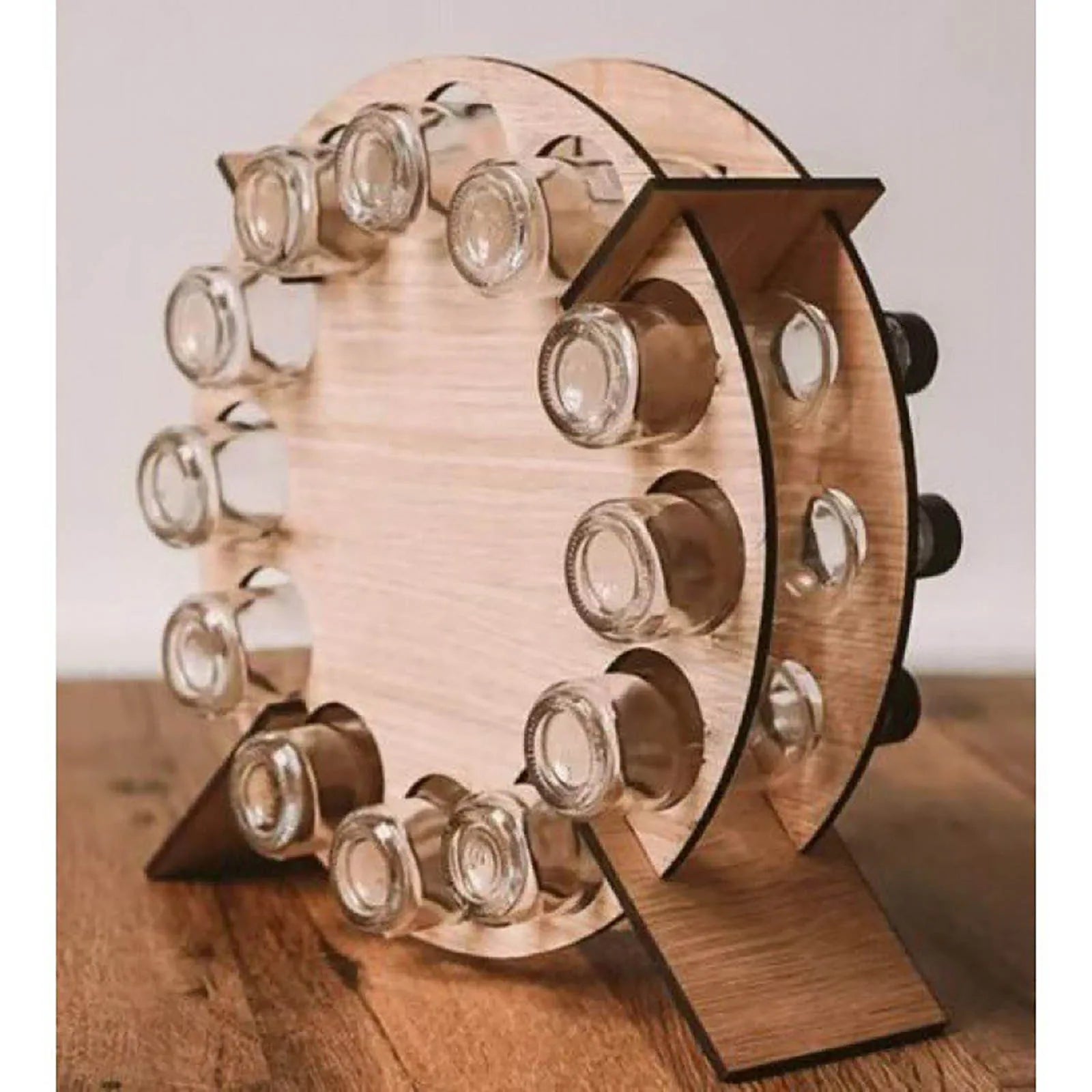 Christmas Countdown Wine Rack Wooden Christmas Tree Shaped Bottle Holder Festive Decor Ornament Craft Accessory