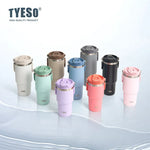 Tyeso Large-Capacity Vacuum Flasks Handle Vacuum Cup Dual-Drink Coffee Mug Stainless Steel Ice Cup Car Bottle Hot Cold Retention