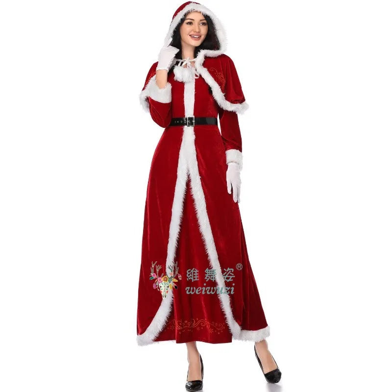 Christmas Costume Deluxe Suit Adult Women Cosplay Costume Santa Claus Funny Xmas Outfit New Year Party Fancy Clothing Premium