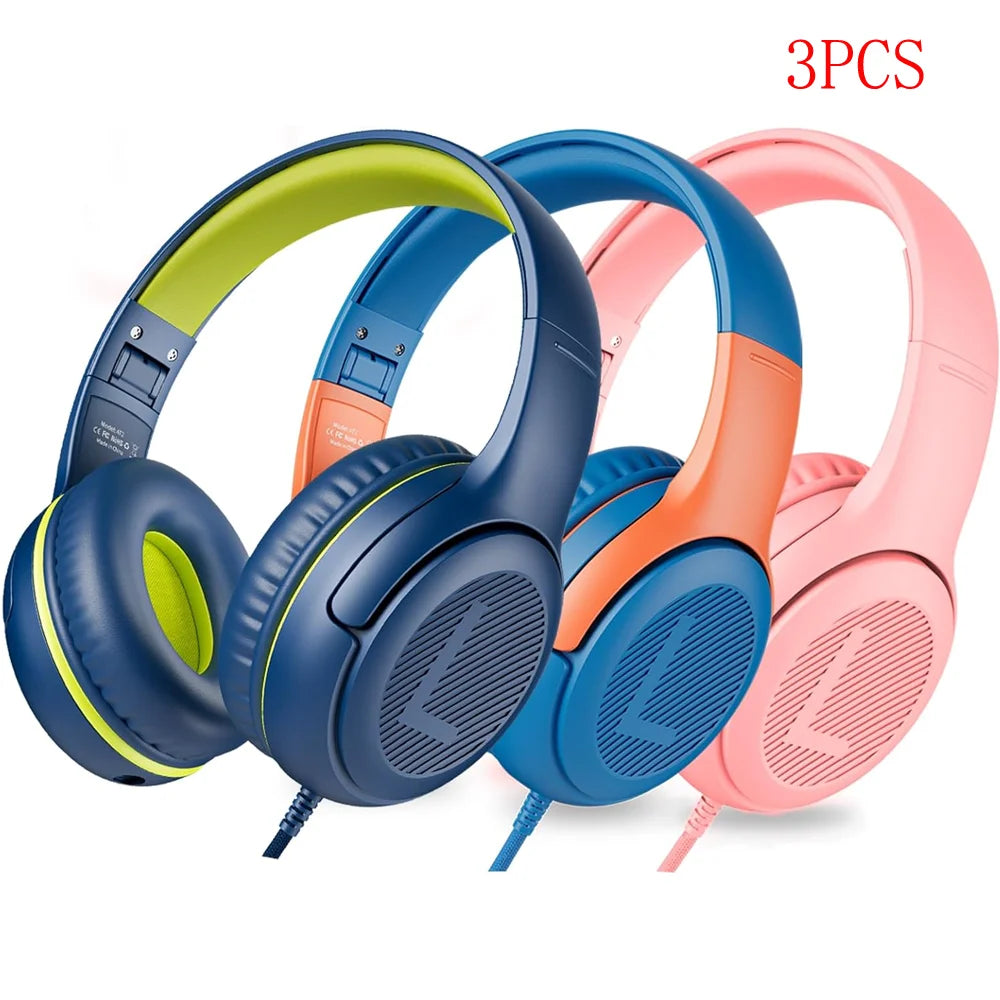 1/2/3Pcs AWATRUE AT2 Kids Headphones Wired Toddler Headsets with Mic Over-Ear Headphone Foldable on-Ear Design for PC,Laptop