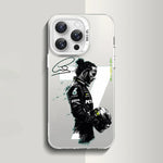 1PC L-Lewis H-Hamilton 44 F1 Phone Case Phone Case IMD color silver shell For iPhone 16 15 14 13 12 11 Pro Max Plus