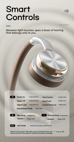 Sansui DT11 ANC Wireless Bluetooth 5.4 Headphone -45dB Active Noise Reduction Headsets 50H Playtime Over Ear Retro Earphones