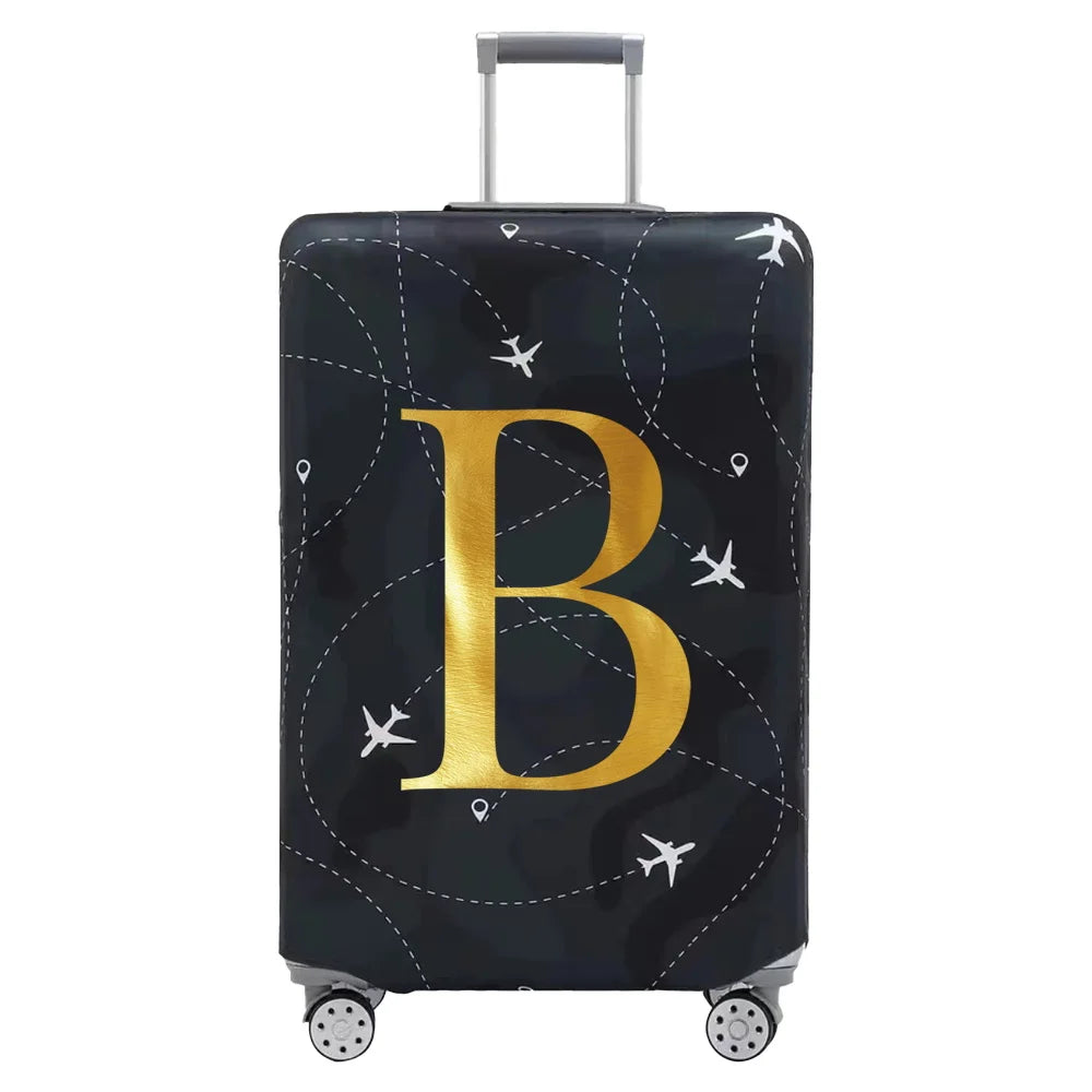 Luggage Compartment Protective Cover Letter Series Black Wear Resistant Fabric Dust Cover for18-32 Inch Travel Case Covers