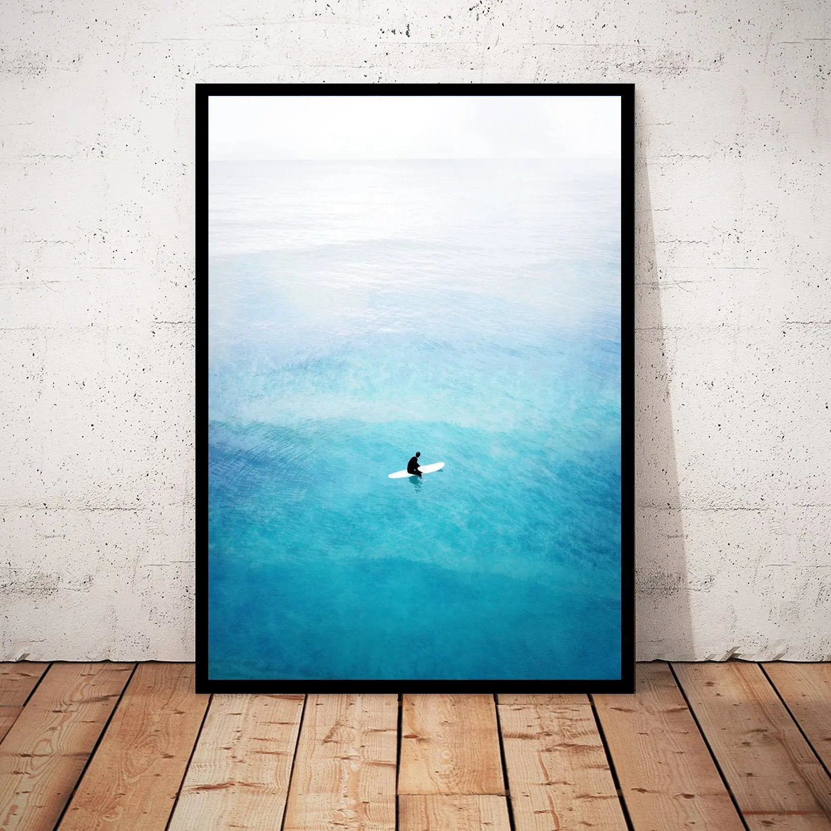 Blue Ocean Canvas Prints Minimalist Nautical Wall Art Wild Swimming Whales Seascape Poster Surfer Waves Picture Home Decor