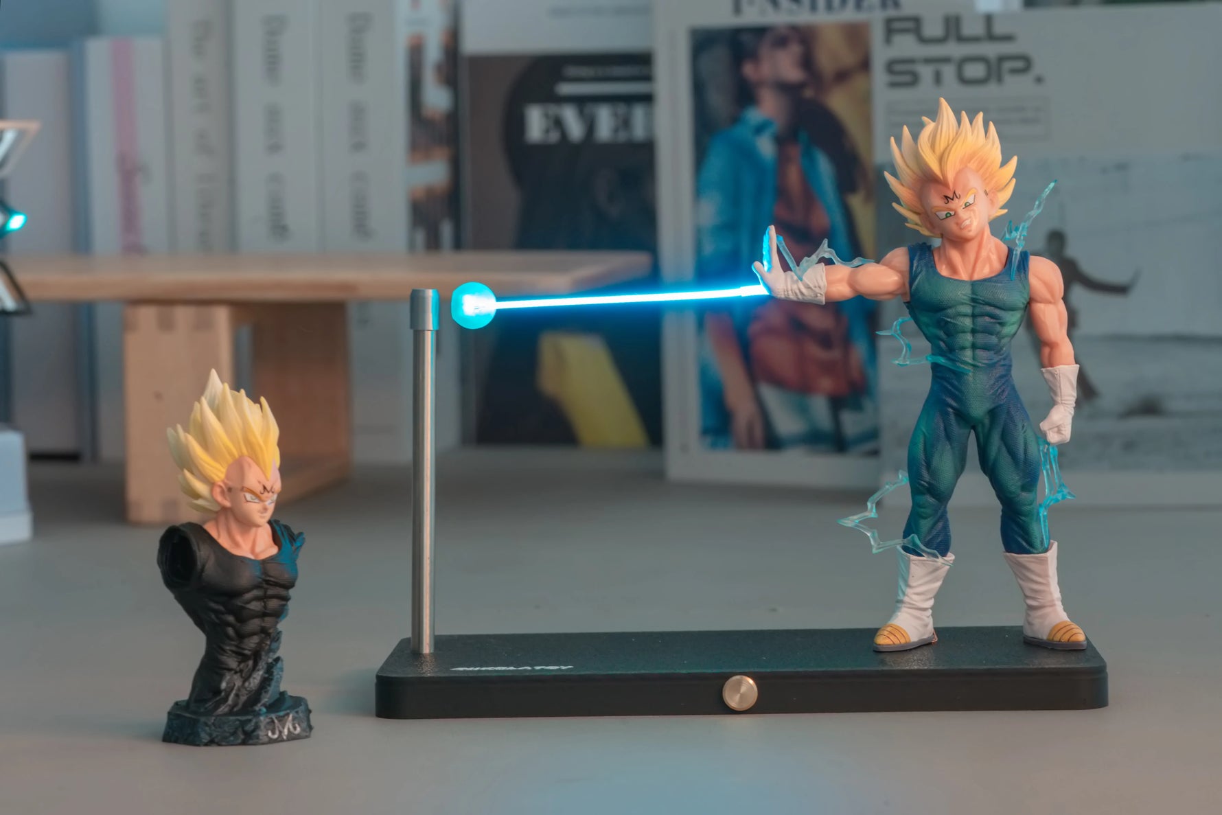 NIKOLATOY Dragon Ball Vegeta Magnetic Night Light Set Including Half-Body Statue LED Desk Lamp Collectible Anime Toy Fan Gift