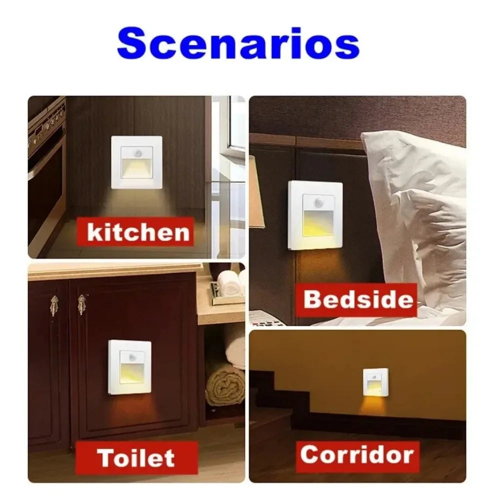 PIR Motion Detector Sensor LED Stair Light Infrared Human Induction Lamp for Recessed Steps, Ladder, Staircase, Bedroom Night Light
