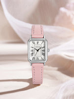 Fashion Rectangle Quartz Wrist Watch for Women Luxury Brand Roman Dial Leather Strap  Ladies Watches Clock