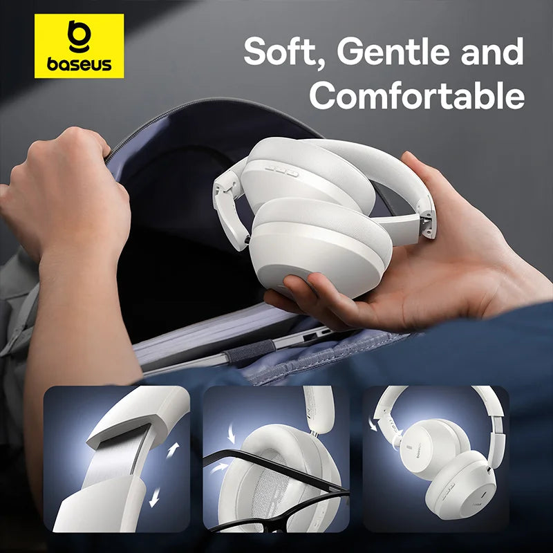 Baseus Bass 30 Max Wireless Headphone Bluetooth 5.3 40mm Bass-Enhance Foldable Over Ear Headsets 50H Play time Gaming Earphone